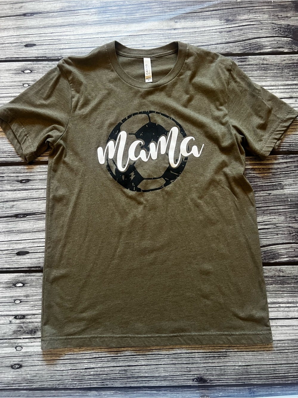 Women’s Soccer Mama Graphic Tee - Olive Green in Medium